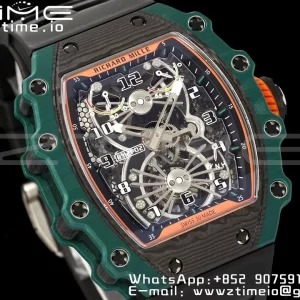 RICHARD MILLERM RM21-02 Tourbillon NTPT RMF Best Edition Skeleton Dial με μαύρο λουράκι από καουτσούκ - Super Clone Watch | 1:1 Best Version