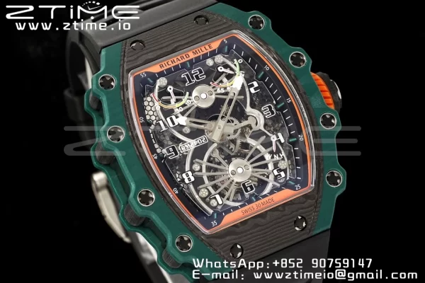 RICHARD MILLERM RM21-02 Tourbillon NTPT RMF Best Edition Skeleton Dial με μαύρο λουράκι από καουτσούκ - Super Clone Watch | 1:1 Best Version