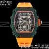 RICHARD MILLERM RM21-02 Tourbillon NTPT RMF Best Edition Skeleton Dial on Orange Rubber Strap - Super Clone Watch | 1:1 Best Version