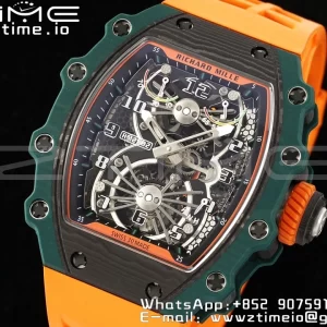 RICHARD MILLERM RM21-02 Tourbillon NTPT RMF Best Edition Skeleton Dial με πορτοκαλί λουράκι από καουτσούκ - Super Clone Watch | 1:1 Best Version