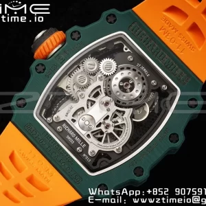 RICHARD MILLERM RM21-02 Tourbillon NTPT RMF Best Edition Skeleton Dial με πορτοκαλί λουράκι από καουτσούκ - Super Clone Watch | 1:1 Best Version