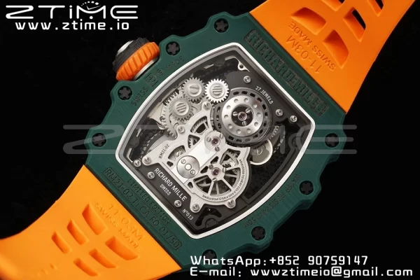 RICHARD MILLERM RM21-02 Tourbillon NTPT RMF Best Edition Skeleton Dial με πορτοκαλί λουράκι από καουτσούκ - Super Clone Watch | 1:1 Best Version