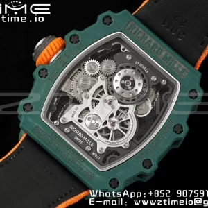 RICHARD MILLERM RM21-02 Tourbillon NTPT RMF Best Edition Skeleton Dial on Orange Nylon Strap - Super Clone Watch | 1:1 Best Version