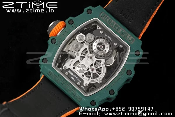 RICHARD MILLERM RM21-02 Tourbillon NTPT RMF Best Edition Skeleton Dial on Orange Nylon Strap - Super Clone Watch | 1:1 Best Version