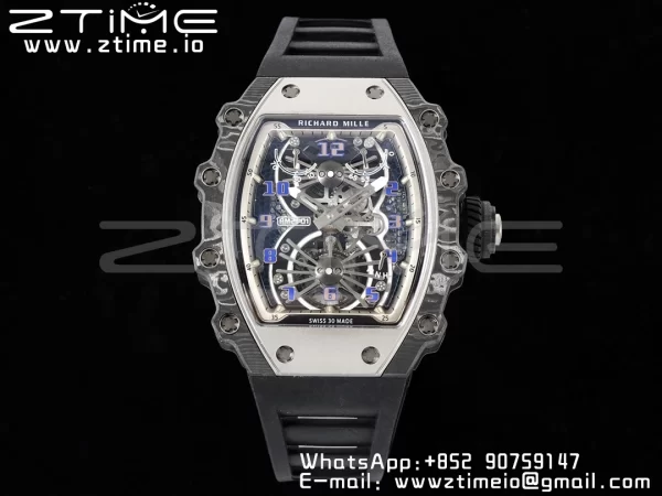RICHARD MILLERM RM21-01 SS Tourbillon RMF Best Edition Skeleton Dial on Black Rubber Strap - Super Clone Watch | 1:1 Best Version