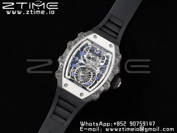 RICHARD MILLERM RM21-01 SS Tourbillon RMF Best Edition Skeleton Dial on Black Rubber Strap - Super Clone Watch | 1:1 Best Version