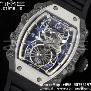 RICHARD MILLERM RM21-01 SS Tourbillon RMF Best Edition Skeleton Dial on Black Rubber Strap - Super Clone Watch | 1:1 Best Version