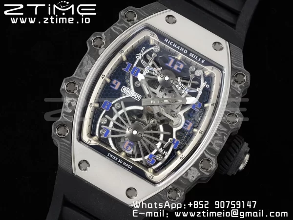 RICHARD MILLERM RM21-01 SS Tourbillon RMF Best Edition Skeleton Dial on Black Rubber Strap - Super Clone Watch | 1:1 Best Version