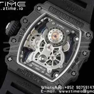 RICHARD MILLERM RM21-01 SS Tourbillon RMF Best Edition Skeleton Dial on Black Rubber Strap - Super Clone Watch | 1:1 Best Version