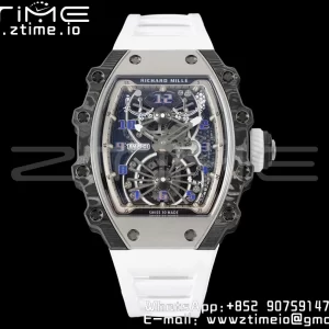 RICHARD MILLERM RM21-01 SS Tourbillon RMF Best Edition Skeleton Dial on White Rubber Strap - Super Clone Watch | 1:1 Best Version