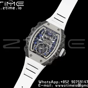 RICHARD MILLERM RM21-01 SS Tourbillon RMF Best Edition Skeleton Dial on White Rubber Strap - Super Clone Watch | 1:1 Best Version