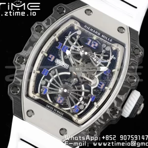 RICHARD MILLERM RM21-01 SS Tourbillon RMF Best Edition Skeleton Dial on White Rubber Strap - Super Clone Watch | 1:1 Best Version
