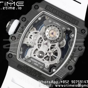 RICHARD MILLERM RM21-01 SS Tourbillon RMF Best Edition Skeleton Dial on White Rubber Strap - Super Clone Watch | 1:1 Best Version