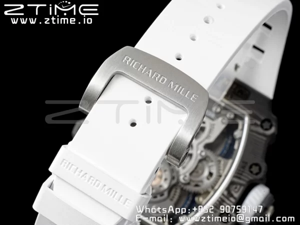 RICHARD MILLERM RM21-01 SS Tourbillon RMF Best Edition Skeleton Dial on White Rubber Strap - Super Clone Watch | 1:1 Best Version