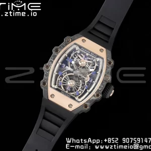 RICHARD MILLERM RM21-01 RG Tourbillon RMF Best Edition Skeleton Dial pe curea de cauciuc negru - Super Clone Watch | 1:1 Best Version