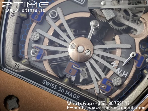 RICHARD MILLERM RM21-01 RG Tourbillon RMF Best Edition Skeleton Dial pe curea de cauciuc negru - Super Clone Watch | 1:1 Best Version