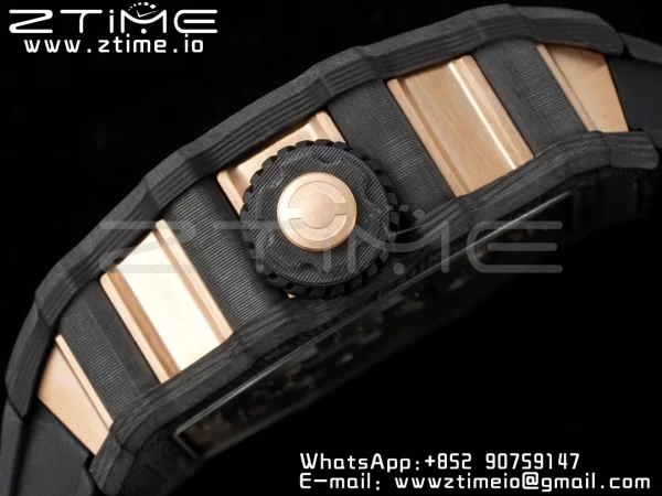 RICHARD MILLERM RM21-01 RG Tourbillon RMF Best Edition Skeleton Dial pe curea de cauciuc negru - Super Clone Watch | 1:1 Best Version