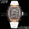 RICHARD MILLERM RM21-01 RG Tourbillon RMF Best Edition Quadrante scheletrato con cinturino in gomma bianca - Orologio super clone | 1:1 Best Version