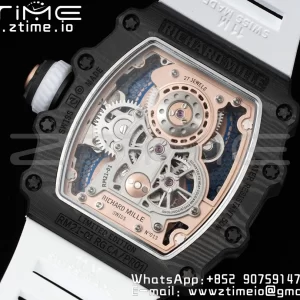 RICHARD MILLERM RM21-01 RG Tourbillon RMF Best Edition Skeleton Dial on White Rubber Strap - Super Clone Watch | 1:1 Best Version