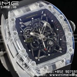 RICHARD MILLERM RM035 RM35-01 Transparent RMF ベストエディション スケルトンダイヤル ブラックラバーストラップ クローン RMUL2 - スーパークローンウォッチ｜1:1 ベストバージョン