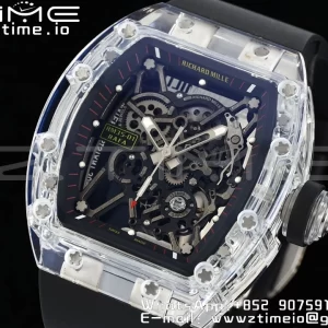 RICHARD MILLERM RM035 RM35-01 Transparent RMF ベストエディション スケルトンダイヤル ブラックラバーストラップ クローン RMUL2 - スーパークローンウォッチ｜1:1 ベストバージョン