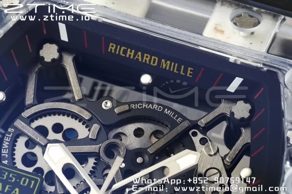 RICHARD MILLERM RM035 RM35-01 Transparent RMF ベストエディション スケルトンダイヤル ブラックラバーストラップ クローン RMUL2 - スーパークローンウォッチ｜1:1 ベストバージョン