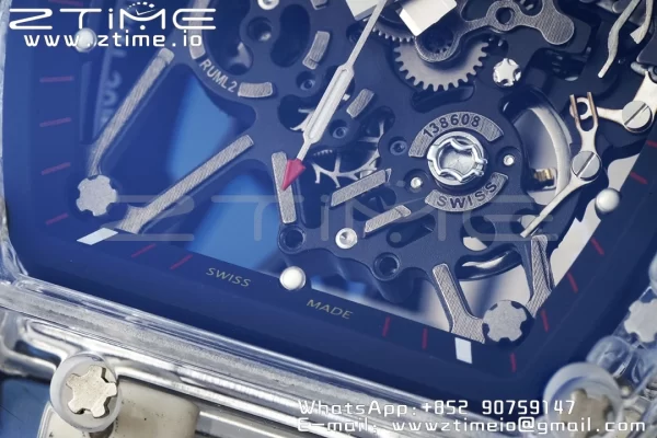 RICHARD MILLERM RM035 RM35-01 Transparent RMF ベストエディション スケルトンダイヤル ブラックラバーストラップ クローン RMUL2 - スーパークローンウォッチ｜1:1 ベストバージョン
