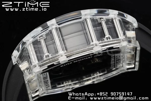 RICHARD MILLERM RM035 RM35-01 Transparent RMF ベストエディション スケルトンダイヤル ブラックラバーストラップ クローン RMUL2 - スーパークローンウォッチ｜1:1 ベストバージョン