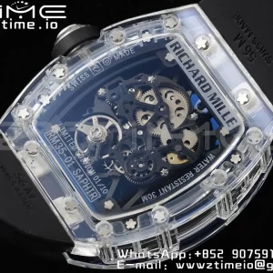 RICHARD MILLERM RM035 RM35-01 Transparent RMF ベストエディション スケルトンダイヤル ブラックラバーストラップ クローン RMUL2 - スーパークローンウォッチ｜1:1 ベストバージョン