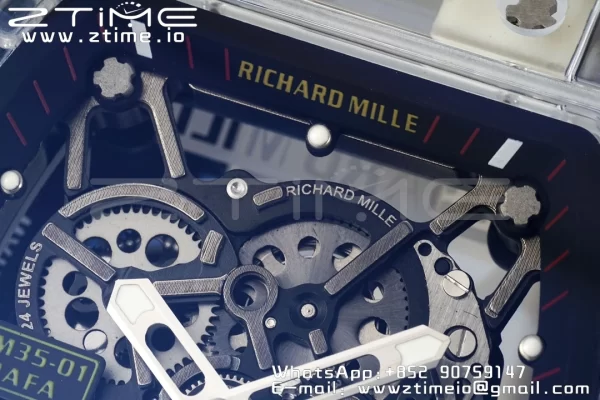 RICHARD MILLERM RM035 RM35-01 Transparent RMF Best Edition Skeleton Dial on Translucent Rubber Strap Clone RMUL2 - スーパークローンウォッチ｜1:1ベストバージョン