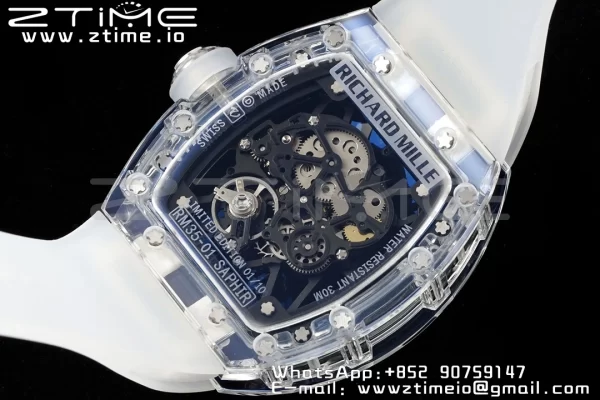 RICHARD MILLERM RM035 RM35-01 Transparent RMF Best Edition Skeleton Dial on Translucent Rubber Strap Clone RMUL2 - スーパークローンウォッチ｜1:1ベストバージョン