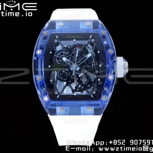 RICHARD MILLERM RM035 RM35-01 Blue Transparent RMF Best Edition Skeleton Dial on Translucent Rubber Strap Clone RMUL2 - Super Clone Watch | 1:1 Best Version