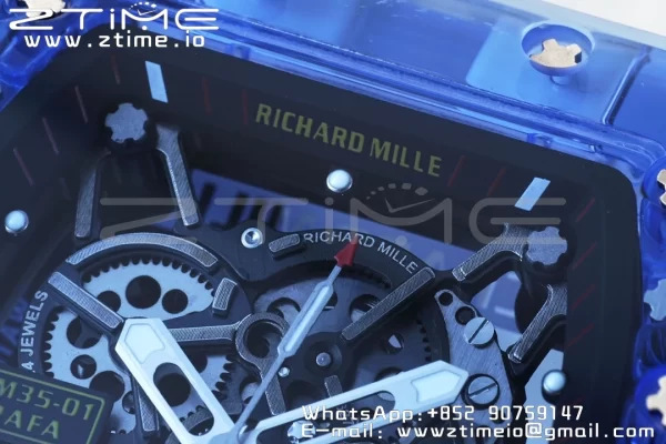 RICHARD MILLERM RM035 RM35-01 ブルー透明RMFベストエディション スケルトンダイヤル 半透明ラバーストラップ クローンRMUL2 - スーパークローンウォッチ｜1:1ベストバージョン