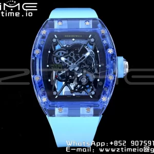 RICHARD MILLERM RM035 RM35-01 Blue Transparent RMF Best Edition Skeleton Dial on Blue Rubber Strap Clone RMUL2 - Super Clone Watch | 1:1 Best Version