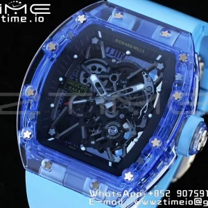 RICHARD MILLERM RM035 RM35-01 Blue Transparent RMF Best Edition Skeleton Dial on Blue Rubber Strap Clone RMUL2 - Super Clone Watch | 1:1 Best Version