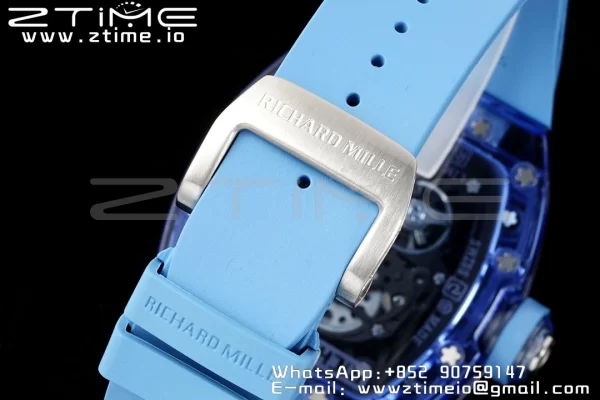 RICHARD MILLERM RM035 RM35-01 Blue Transparent RMF Best Edition Skeleton Dial on Blue Rubber Strap Clone RMUL2 - Super Clone Watch | 1:1 Best Version