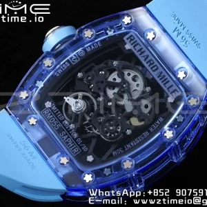 RICHARD MILLERM RM035 RM35-01 Blue Transparent RMF Best Edition Skeleton Dial on Blue Rubber Strap Clone RMUL2 - Super Clone Watch | 1:1 Best Version