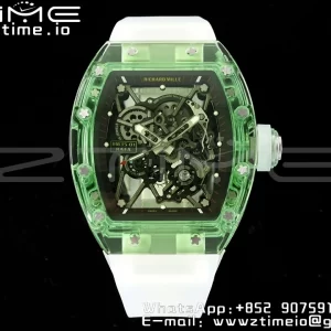 RICHARD MILLERM RM035 RM35-01 Green Transparent RMF Best Edition Skeleton Dial on Translucent Rubber Strap Clone RMUL2 - Super Clone Watch | 1:1 Best Version