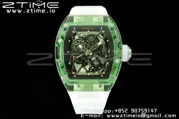 RICHARD MILLERM RM035 RM35-01 Green Transparent RMF Best Edition Skeleton Dial on Translucent Rubber Strap Clone RMUL2 - Super Clone Watch | 1:1 Best Version