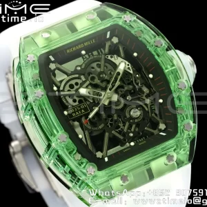 RICHARD MILLERM RM035 RM35-01 Green Transparent RMF Best Edition Skeleton Dial on Translucent Rubber Strap Clone RMUL2 - Super Clone Watch | 1:1 Best Version