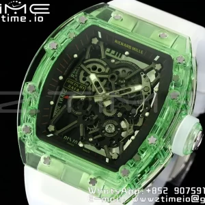 RICHARD MILLERM RM035 RM35-01 Green Transparent RMF Best Edition Skeleton Dial on Translucent Rubber Strap Clone RMUL2 - Super Clone Watch | 1:1 Best Version