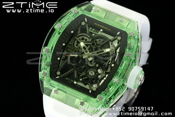 RICHARD MILLERM RM035 RM35-01 Green Transparent RMF Best Edition Skeleton Dial on Translucent Rubber Strap Clone RMUL2 - Super Clone Watch | 1:1 Best Version