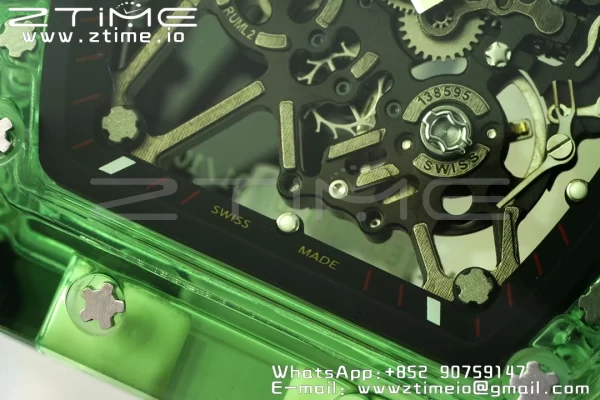 RICHARD MILLERM RM035 RM35-01 Green Transparent RMF Best Edition Skeleton Dial on Translucent Rubber Strap Clone RMUL2 - Super Clone Watch | 1:1 Best Version