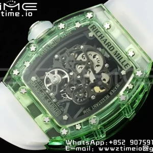 RICHARD MILLERM RM035 RM35-01 Green Transparent RMF Best Edition Skeleton Dial on Translucent Rubber Strap Clone RMUL2 - Super Clone Watch | 1:1 Best Version