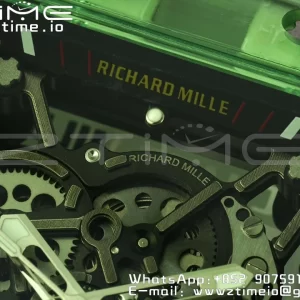 RICHARD MILLERM RM035 RM35-01 グリーン透明RMFベスト版 スケルトンダイヤル ホワイトラバーストラップ クローンRMUL2 - スーパークローンウォッチ｜1:1ベストバージョン