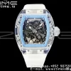 RICHARD MILLERM RM035 RM35-01 Transparentní RMF Best Edition Skeleton Blue Dial on Translucent Rubber Strap Clone RMUL2 - Super Clone Watch | 1:1 Nejlepší verze