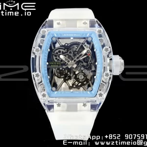 RICHARD MILLERM RM035 RM35-01 Transparent RMF Best Edition Skeleton Blue Dial on Translucent Rubber Strap Clone RMUL2 - Super Clone Watch | 1:1 Best Version