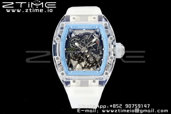 RICHARD MILLERM RM035 RM35-01 Transparent RMF Best Edition Skeleton Blue Dial on Translucent Rubber Strap Clone RMUL2 - Super Clone Watch | 1:1 Best Version