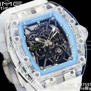 RICHARD MILLERM RM035 RM35-01 Transparent RMF Best Edition Skeleton Blue Dial on Translucent Rubber Strap Clone RMUL2 - Super Clone Watch | 1:1 Best Version