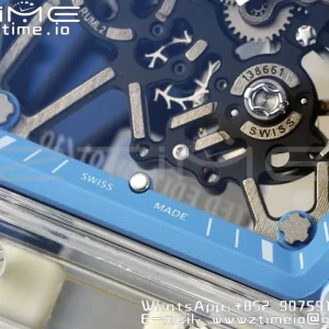 RICHARD MILLERM RM035 RM35-01 Transparent RMF Best Edition Skeleton Blue Dial on Translucent Rubber Strap Clone RMUL2 - Super Clone Watch | 1:1 Best Version
